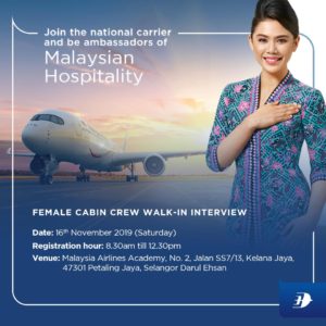 Job Notification – Malaysia Airlines will be Conducting Walk-in Interview for The Recruitment of Female Cabin Crew. Interested Candidates can check the Eligibility & apply For Malaysia Airlines Cabin Crew November Event.
