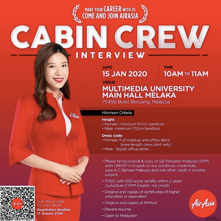 Air Asia Walk-in-Interview For Cabin Crew (January 2020) 