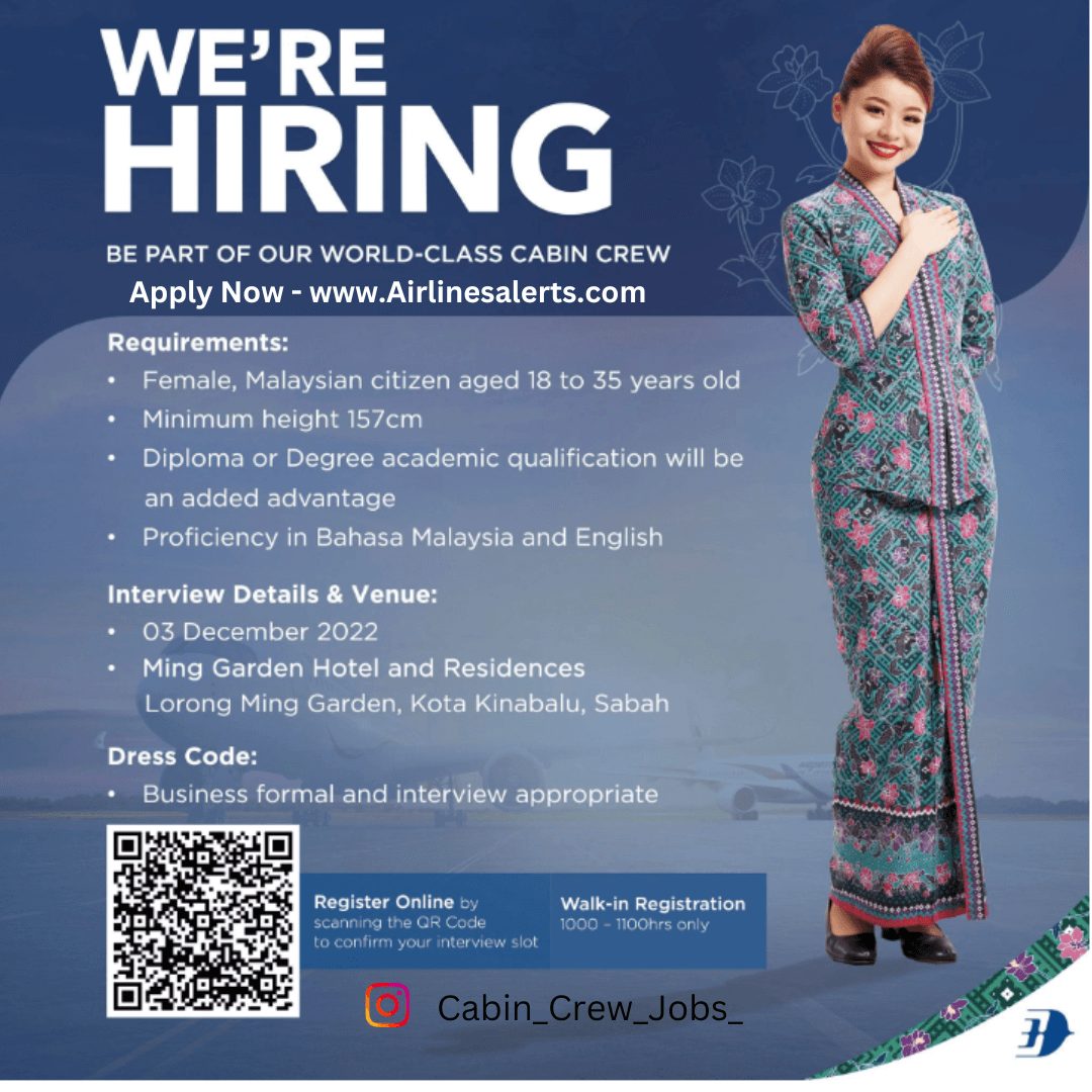 Malaysia Airlines Cabin Crew Recruitment 2022 December (Interview) Apply Online 